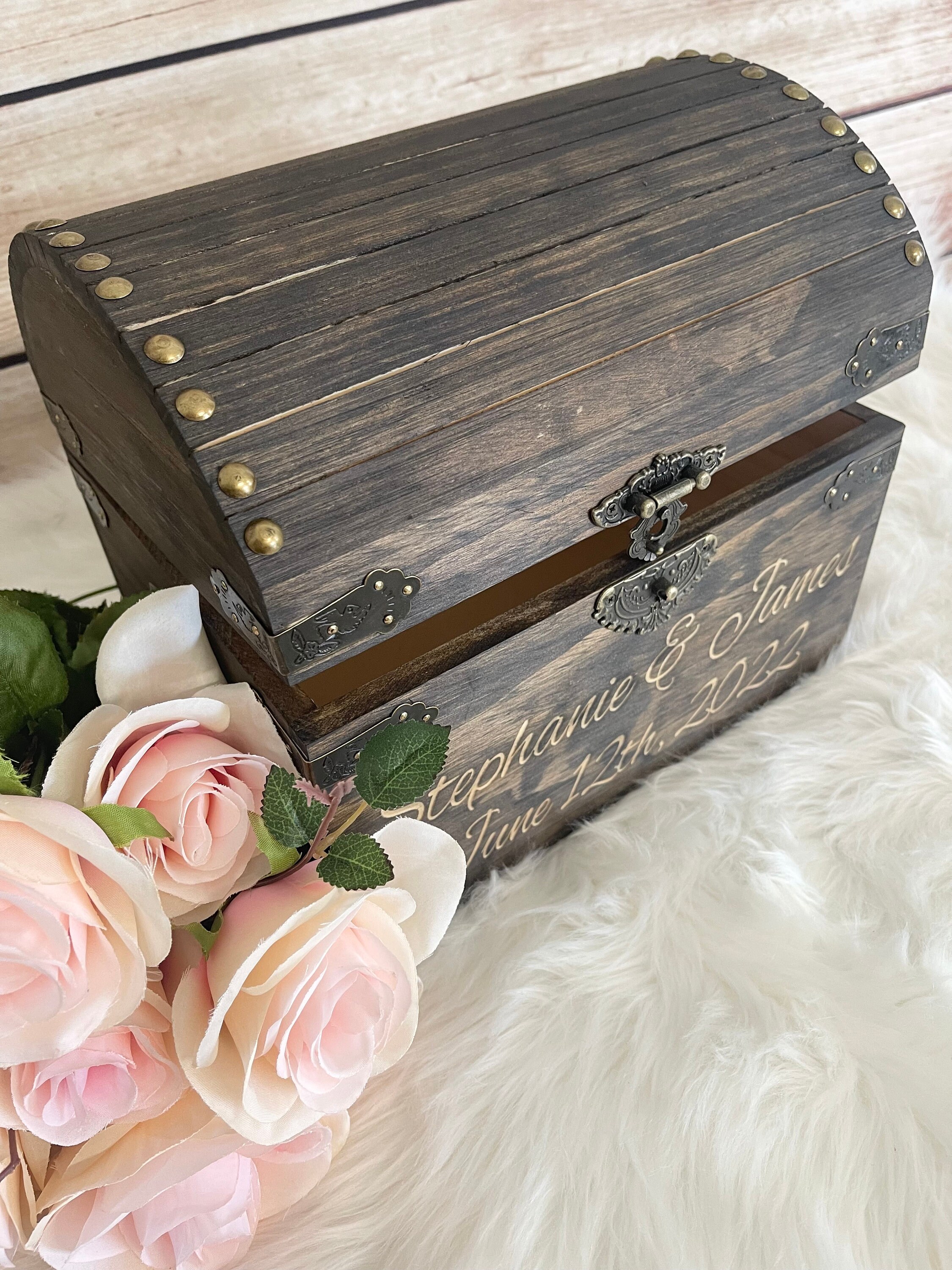 Wedding Card Box With Slot Treasure Chest Card Box Rustic Etsy