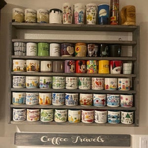 You Are Here Mug Rack: Wall Coffee Mug Shelf Display