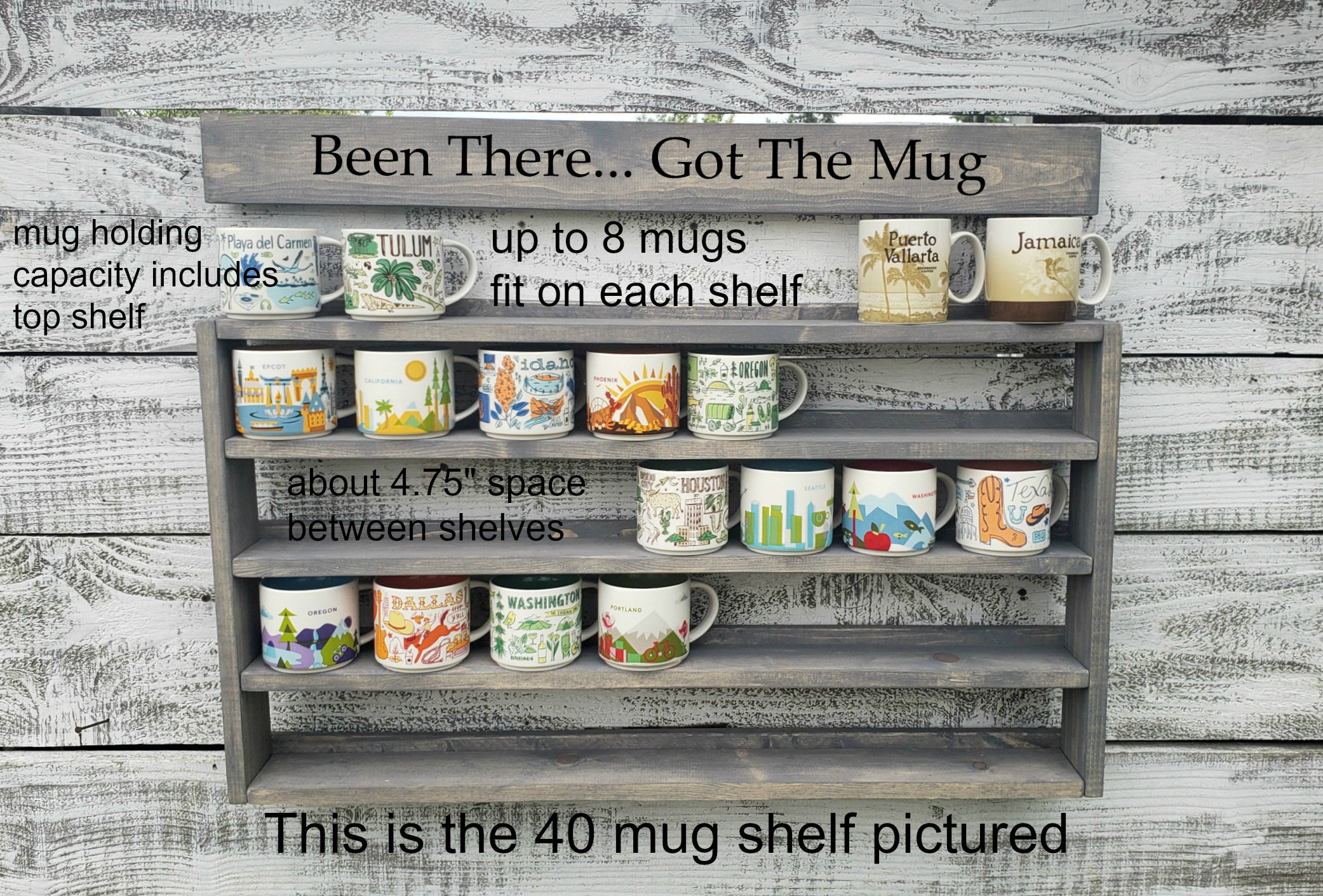 Coffee mug shelves, Tea cup shelf, Mug cubby,Wall mounted shelves,Mug wall  shelf