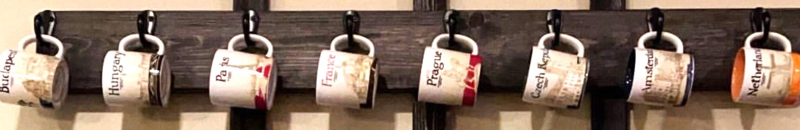 XL Coffee Mug Rack With Hooks - You Are Here Collection Display - Etsy