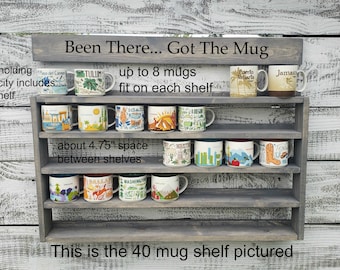 XL Engraved Coffee Mug Rack: Farmhouse Display Shelf for 'You Are Here' Mugs