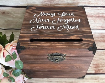 Memorial Card Box with Slot Option, Celebration of Life Card Box, Rustic Funeral Card Box, Custom Card Box, Rustic Card Box, Reception Box