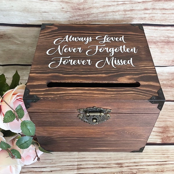 Memorial Card Box with Slot Option, Celebration of Life Card Box, Rustic Funeral Card Box, Custom Card Box, Rustic Card Box, Reception Box