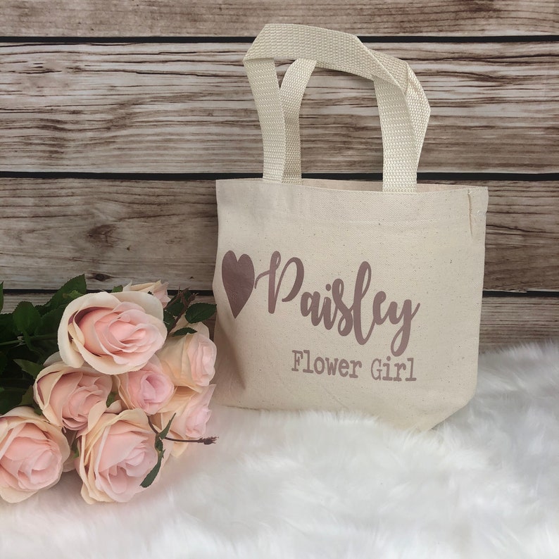 Flower Girl Gift Custom Canvas Bag Gift Personalized Canvas Etsy