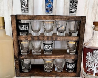Rustic shot glass display case new arrivals