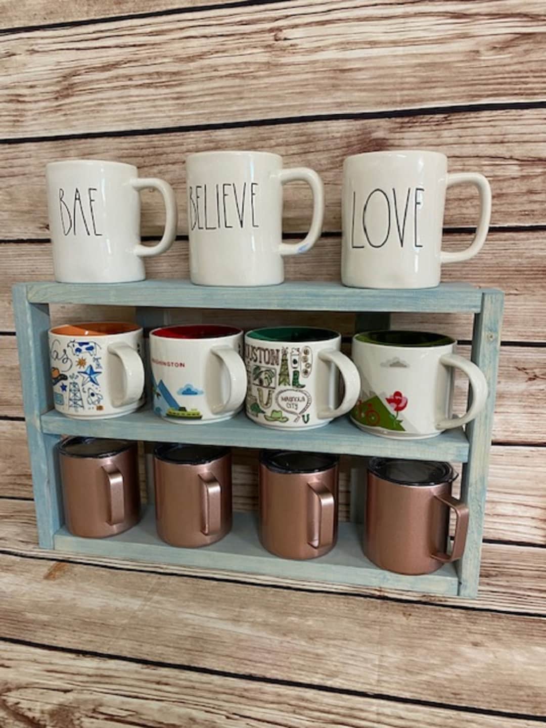 Vintage Blue Coffee Mug Rack: Countertop Display Shelf - Etsy