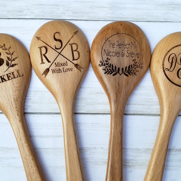 Personalized Spoon - Wooden Kitchen Spoon - Christmas Gift - Mixed With Love Spoon - Housewarming Gift - Engraved Wood Spoon - Foodie Gift