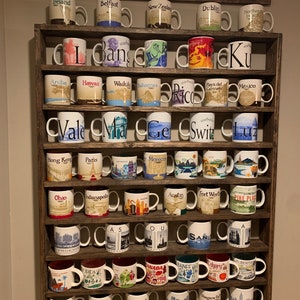 You Are Here Mug Rack - Been There Coffee Mug Rack - Xlarge Coffee Rack Shelf - XL You Are Here Mug Collection Display Shelf With Sign