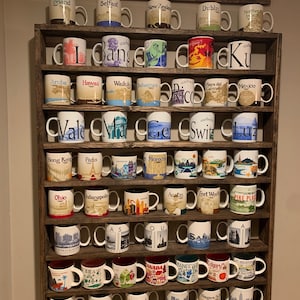 You Are Here Mug Rack - Been There Coffee Mug Rack - Xlarge Coffee Rack Shelf - XL You Are Here Mug Collection Display Shelf With Sign