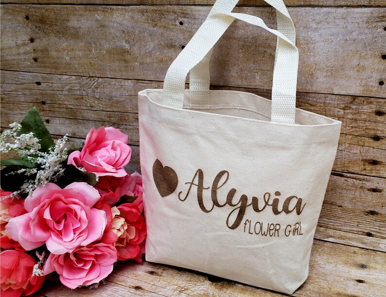 Flower Girl Gift Custom Canvas Bag Gift Personalized Canvas Etsy
