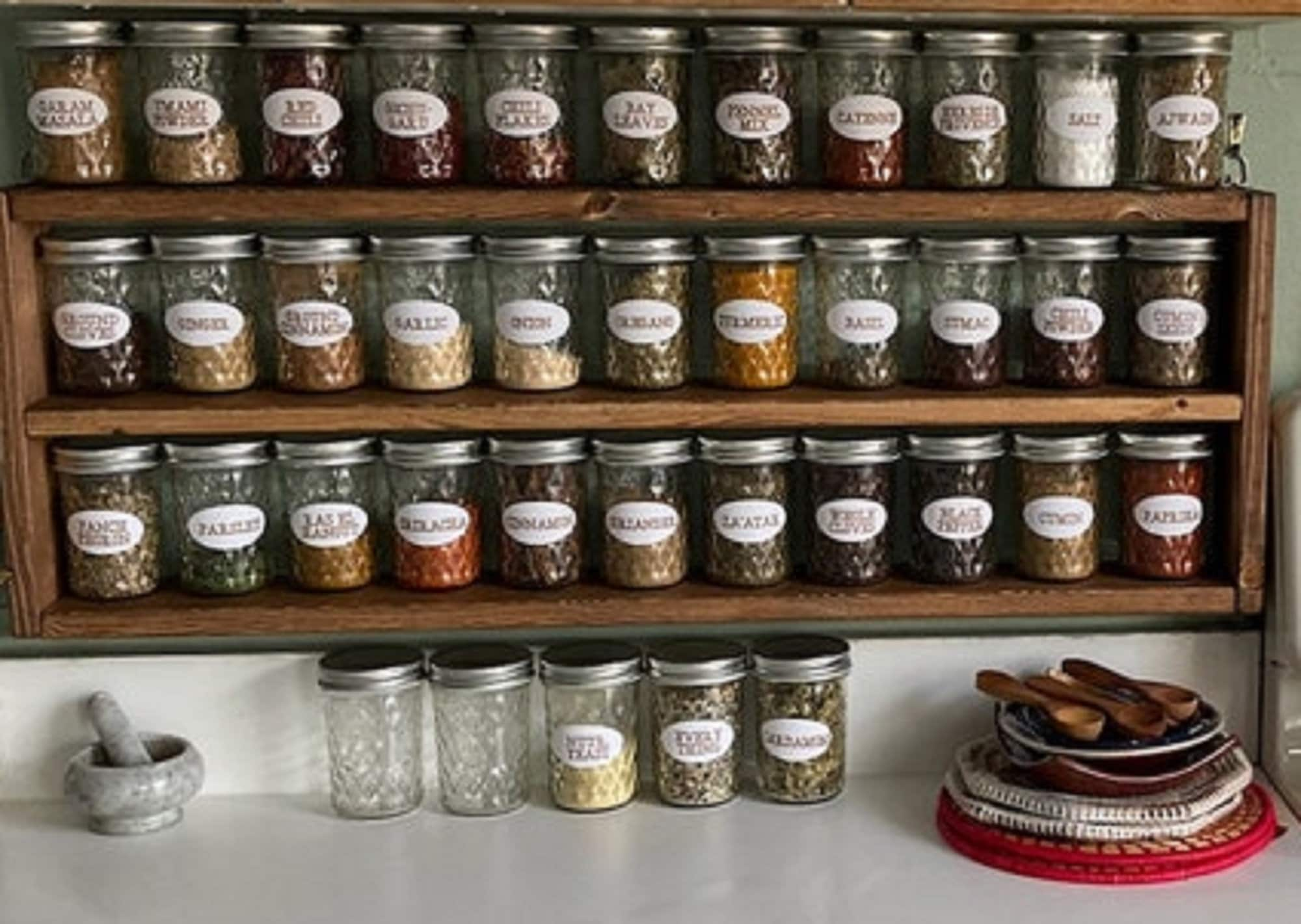 Spice Rack Mason Jar Spice Rack 8 Ounce Spice Jar Display Kitchen  Organization Spice Organization Kitchen Essentials Cooking 