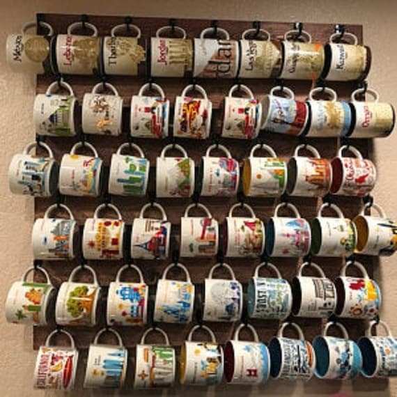 Wood Coffee Cup Shelf for 16 to 48 Mugs Been There Mug Collection Display