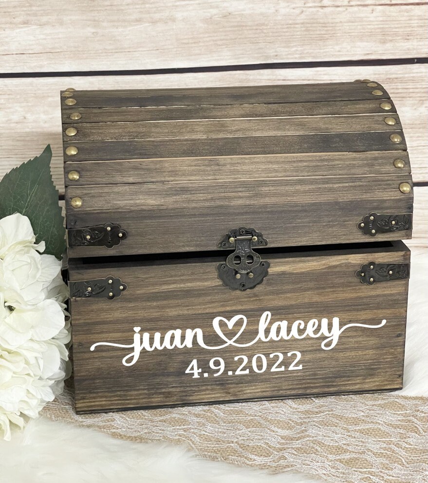 Wedding Card Box with Slot Treasure Chest Card Box Rustic Wedding Card Box Wedding Card Box Rustic Card Box Reception Box