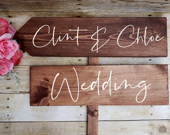Directional Wedding Signs - Wedding Arrow Sign - Reception Sign - Ceremony Sign - Rustic Wedding Sign - Pointing Signs - Wedding Guide Sign