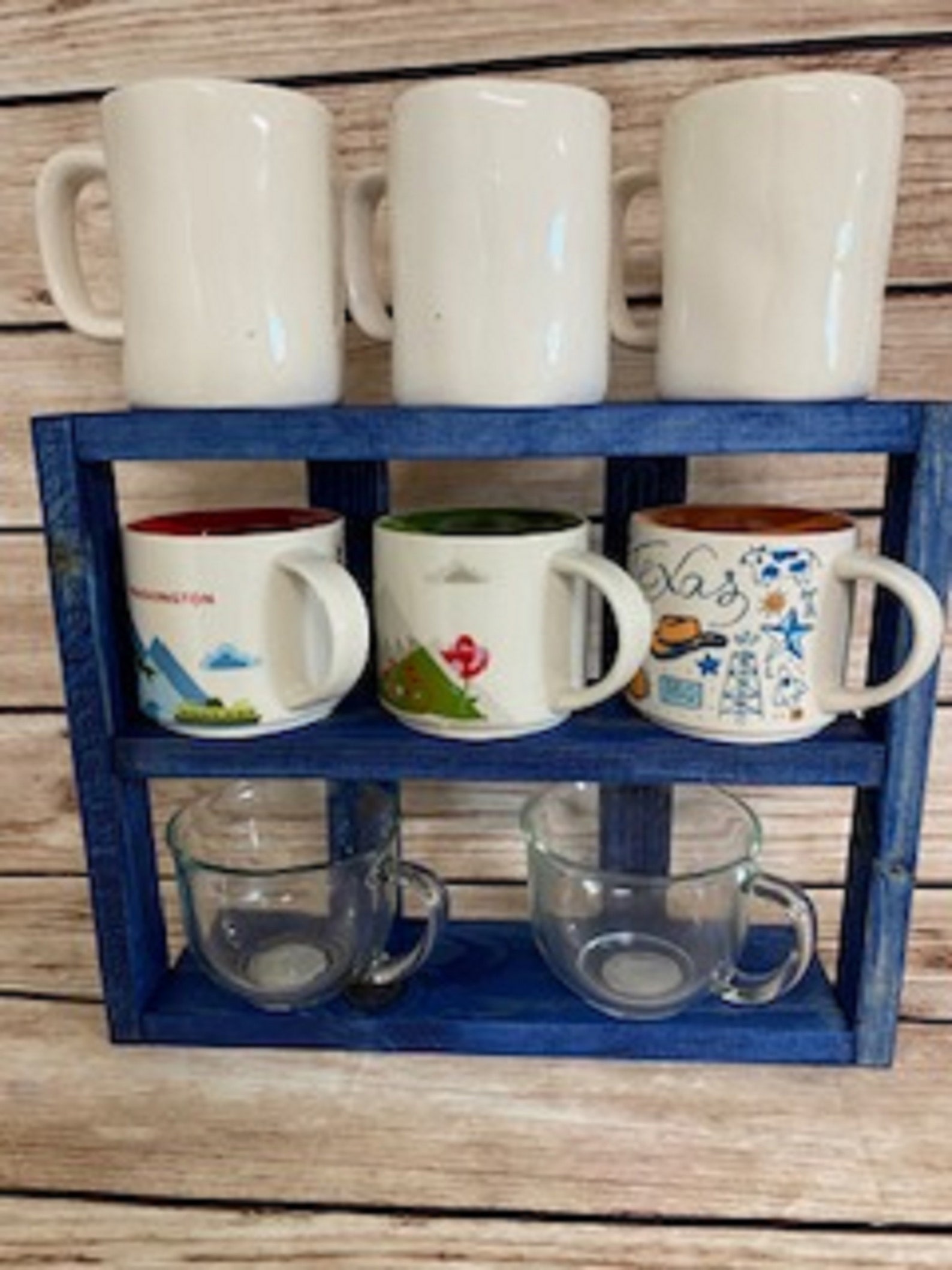 navy-blue-coffee-mug-rack-countertop-display-shelf-etsy