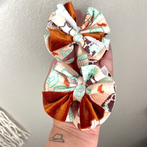 Baby Infant Piggies Hairbow Shredded | Infant Baby Hair bow Western Disco Hair Bow Piggies