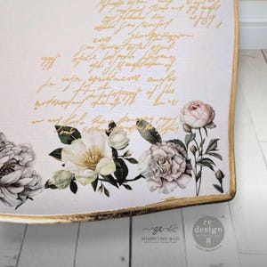 May include: A white wooden tray with a gold painted edge and floral design. The tray has a handwritten inscription in gold lettering. The inscription reads "My heart is filled with joy and gratitude for all of the wonderful things in my life. I am so grateful for the love and support of my family and friends. I am blessed to have them in my life."