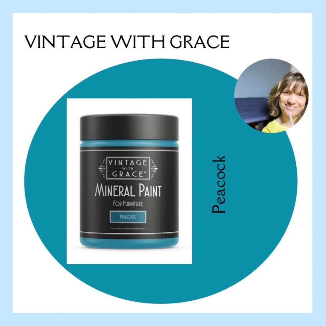 Vintage With Grace Mineral Paint Peacock Teal Blue All in One Paint for