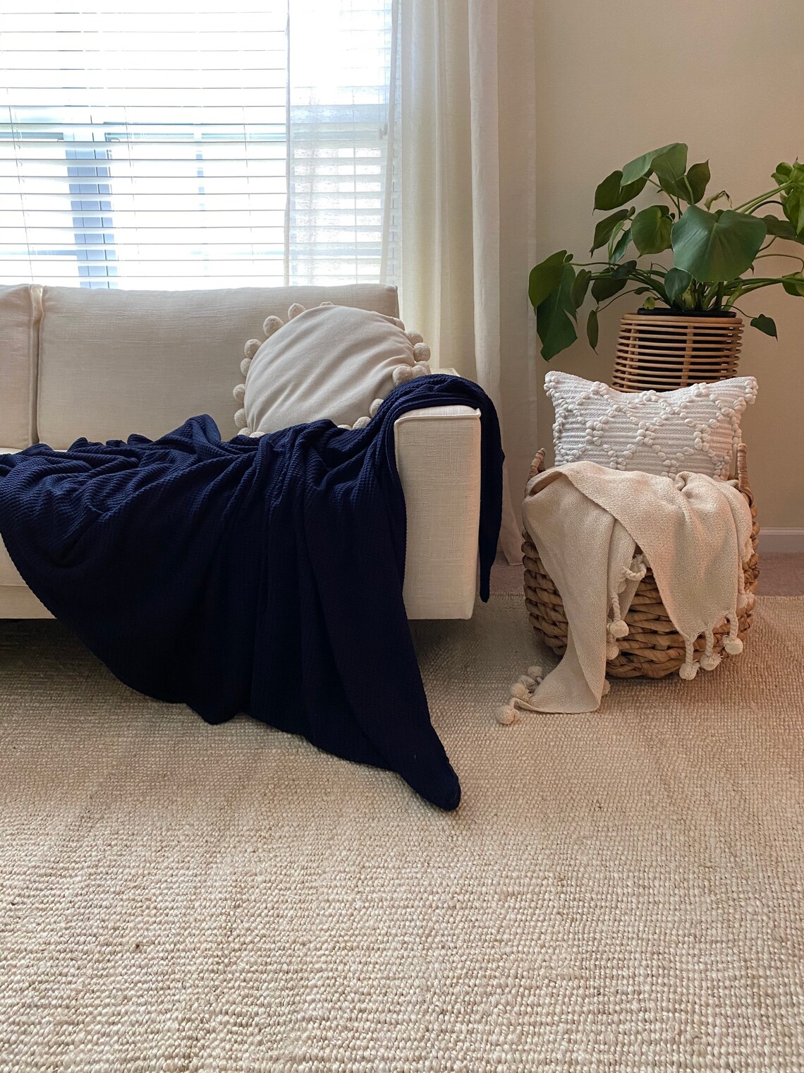 Adult Waffle Throw Midnight-blue - Etsy