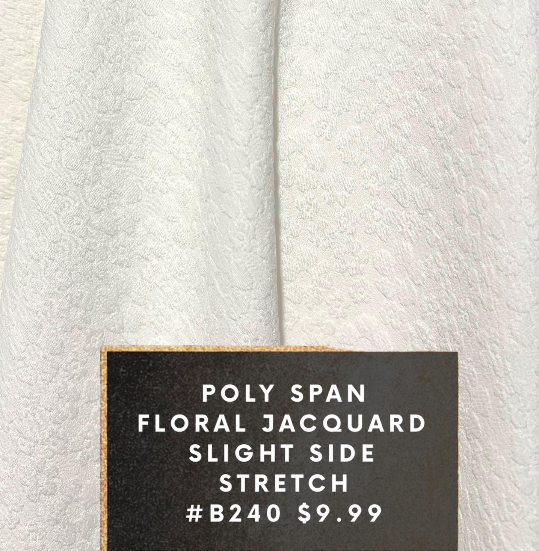 Floral Jacquard Poly Span Slight Side Stretch #B240 White