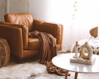 Adult Waffle Throw - Natural Tan