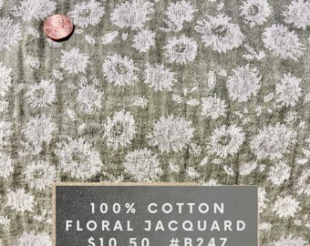 100% Cotton Floral Jacquard #B247 Minimal shrink and wrinkling