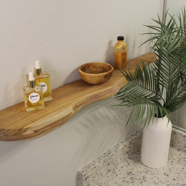 Teak Floating Shelf Etsy