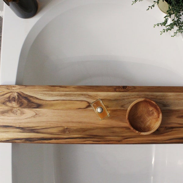 Teak wood bath caddy