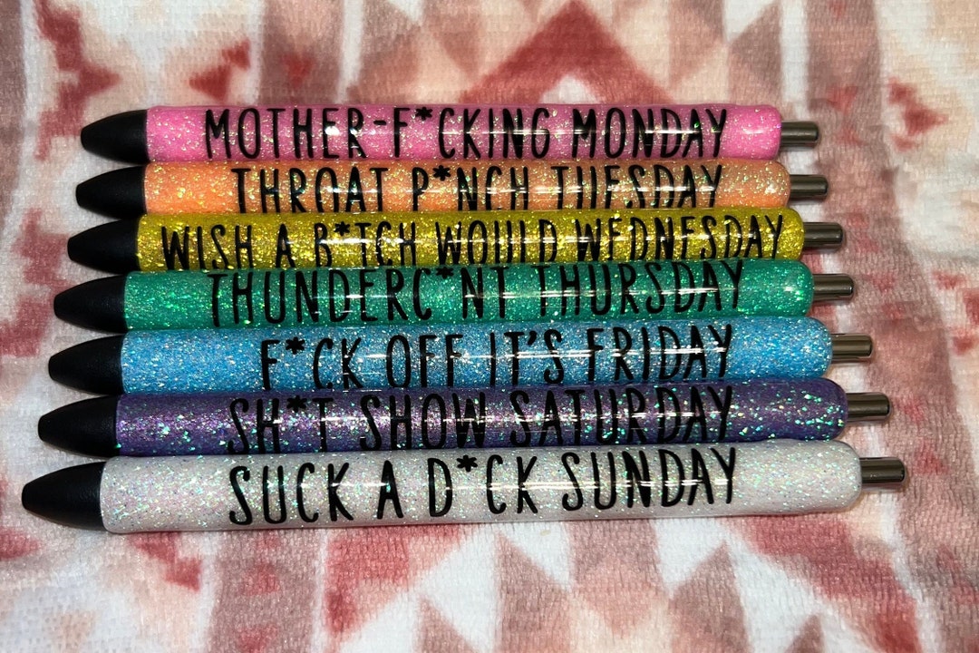 Swear Days of the Week Glitter Pen Set Effing Days of the 