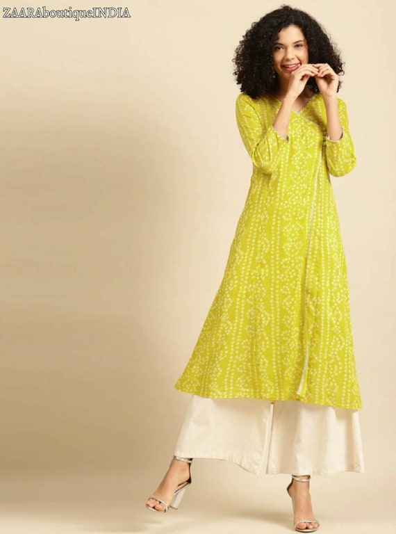 Yellow Pure Cotton Kurti / Summer Office Wear Collection |