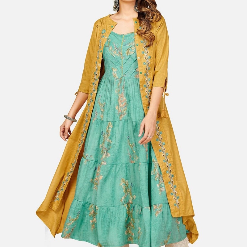 A-Line Kurta with Ethnic Jacket