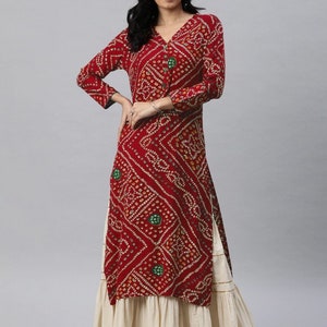 Katoenen Kurta voor dames | Grote maten Kurti voor dames | Handgedrukte Kurti | Indiase jurk voor dames | Cadeau voor haar | Indiase boho-jurk | 3XL