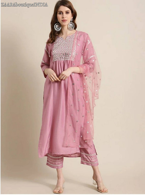 Buy Silver Rabbit Embroidery Kurti With Pant And Dupatta Set Peach XXL  Online at Best Prices in India - JioMart.