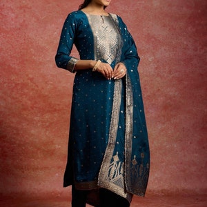 Teal Party wear Kurta main image 1