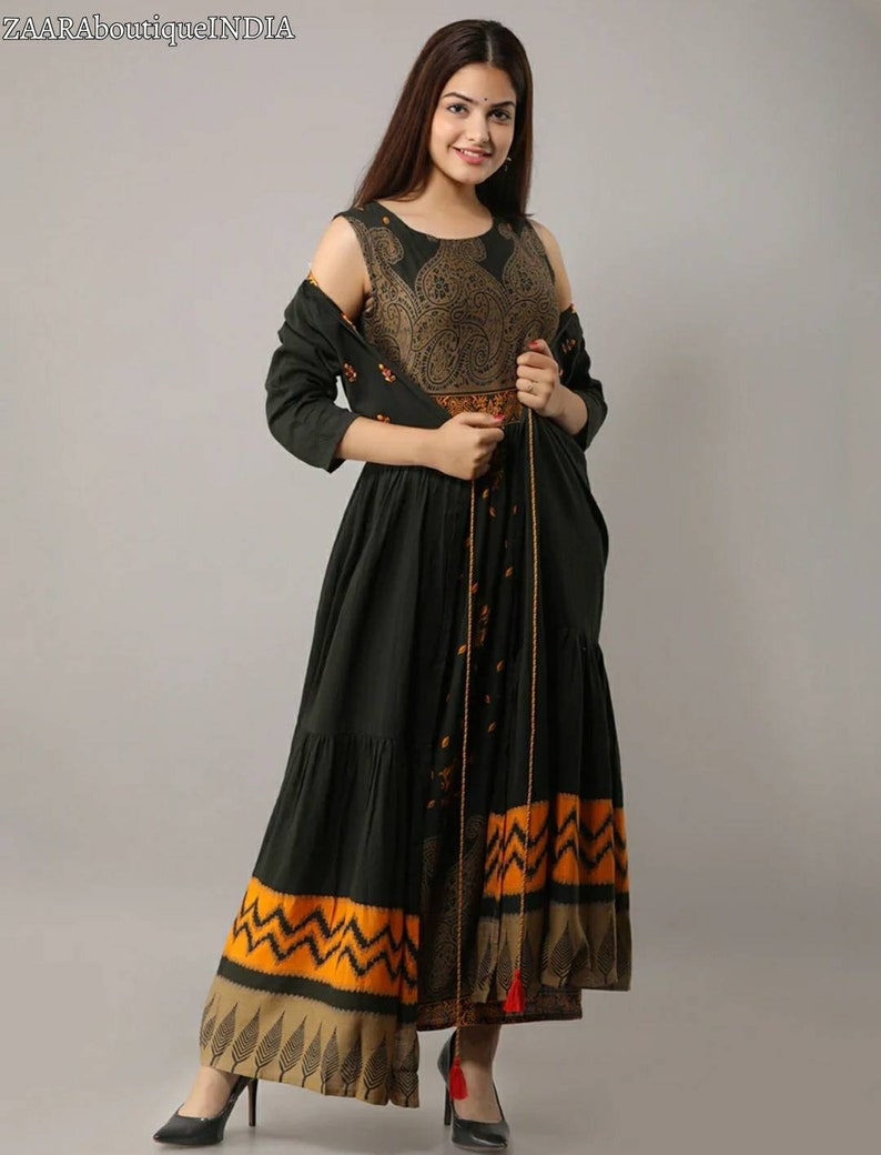 Ethnic Dress Indian Boho Dress Anarkali Dress Anarkali Kurta With Jacket Womens Dresses