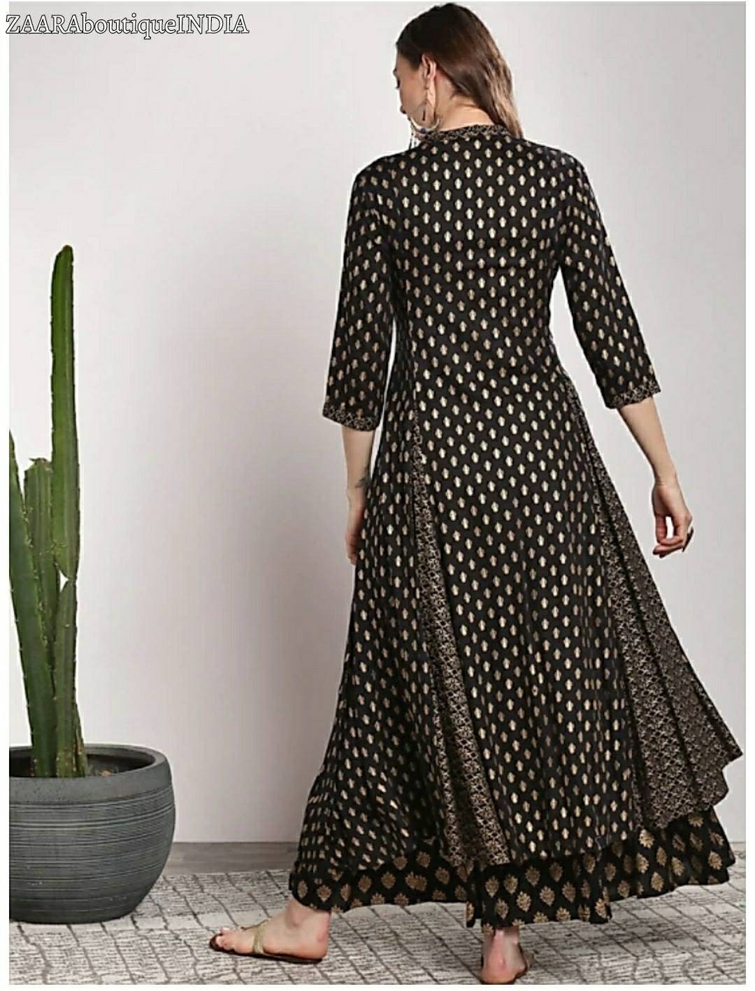 Women'S Black Embroidered Kurta With Palazzos main image 0