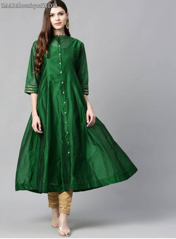 Buy Green Printed Embroidered Cotton Ethnic Gown sequin Work and Online in  India - Etsy in 2024 | Gown party wear, Unique womens dresses, Party wear  for women