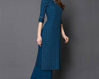 Hand Printed Rayon Kurti for Women Gift for Her Office Wear