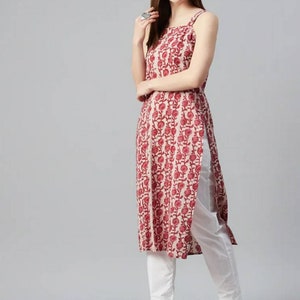 Pattern kurti 40- Handloom cotton kurti in magenta pink