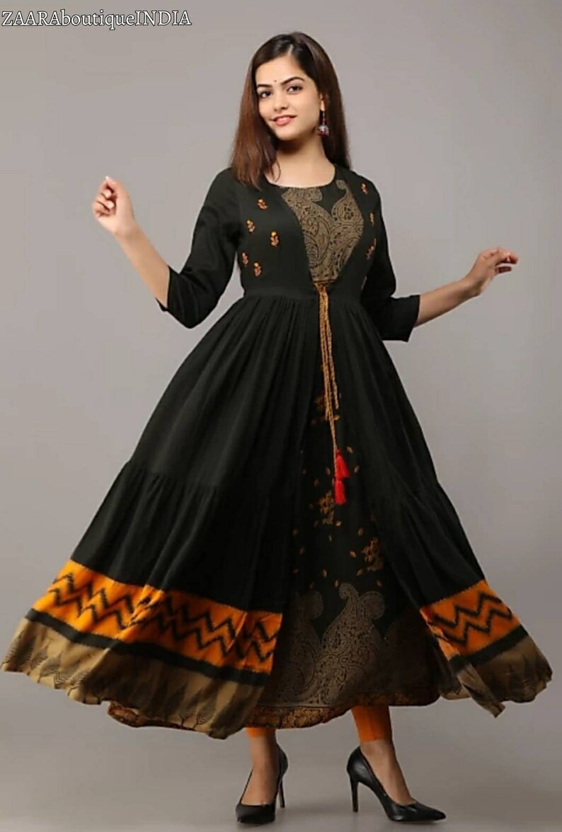 Ethnic Dress Indian Boho Dress Anarkali Dress Anarkali Kurta With Jacket Womens Dresses