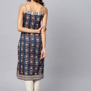 Kurta för kvinnor | Bomullskurti för kvinnor | Handtryckt kurta | Ärmlös kurta | Present till henne | Sommarkläder för kvinnor | Indisk etnisk klänning bild 4