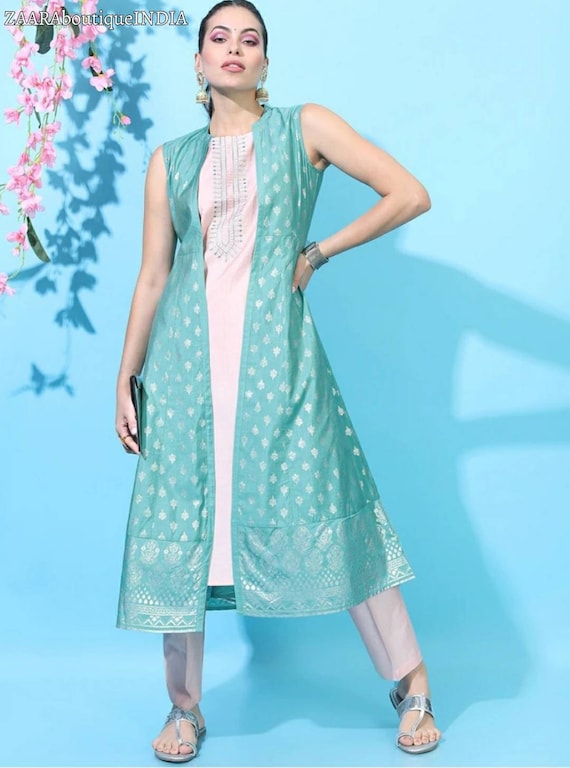 kurtas with jacket for ladies - Google Search | Salwar neck designs, Sari  blouse designs, Traditional fashion