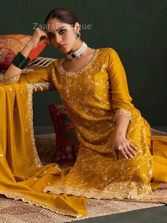 mustard yellow indian dress VeroniQ Trends-Bollywood Style Rayon Anarkali With Embroidery Work Mustard Yellow-Indian Party Wear-Anarkali Suit-VF