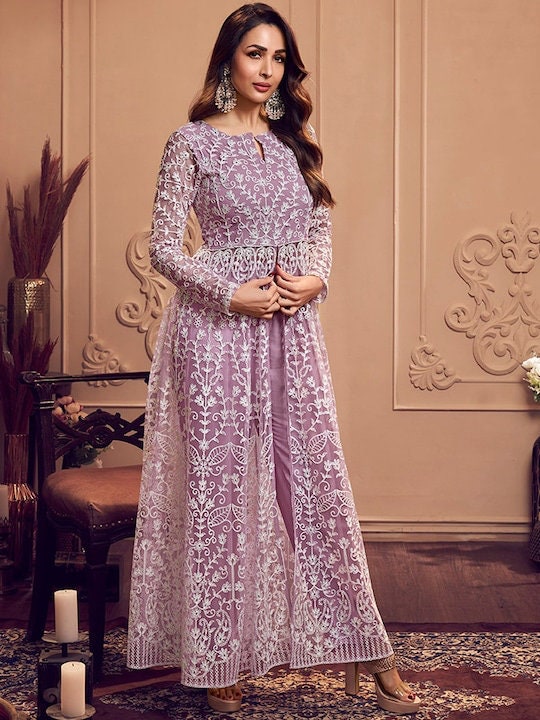 fitted lace wedding dress Simple gowns for Indian wedding reception Purple main image 1