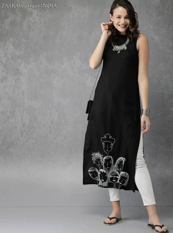 Simple Kurti Ladies Rayon Stylish Sleeveless Kurta With Pant Set at Rs  420/piece in Jaipur