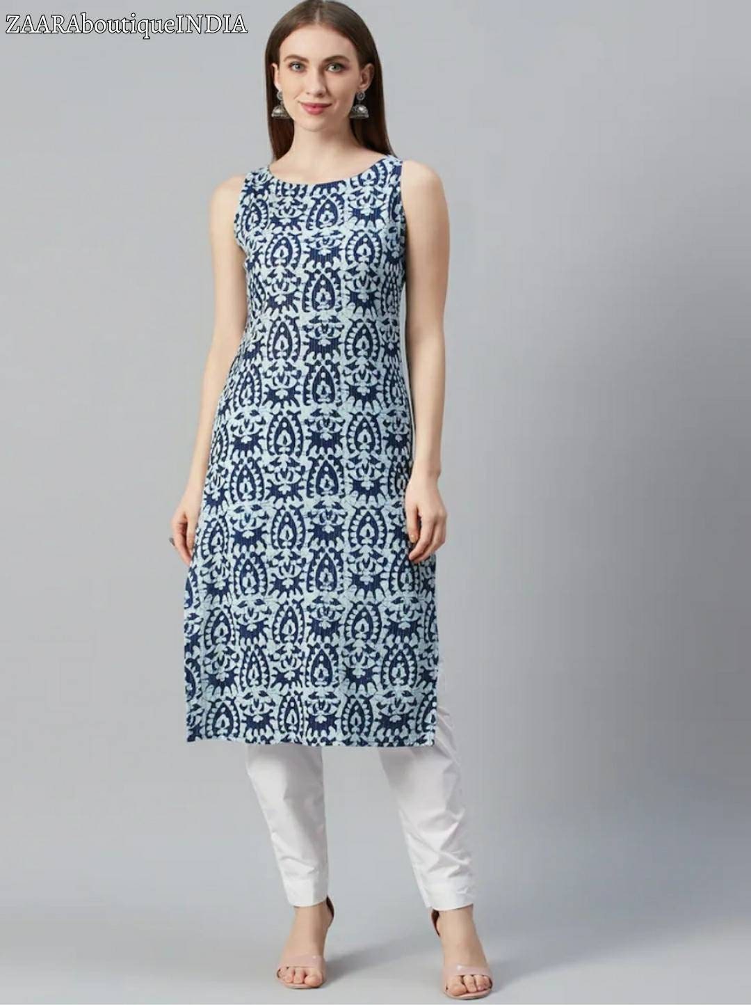 Check out the 30 boat neck sleeveless kurti designs of this festive ...