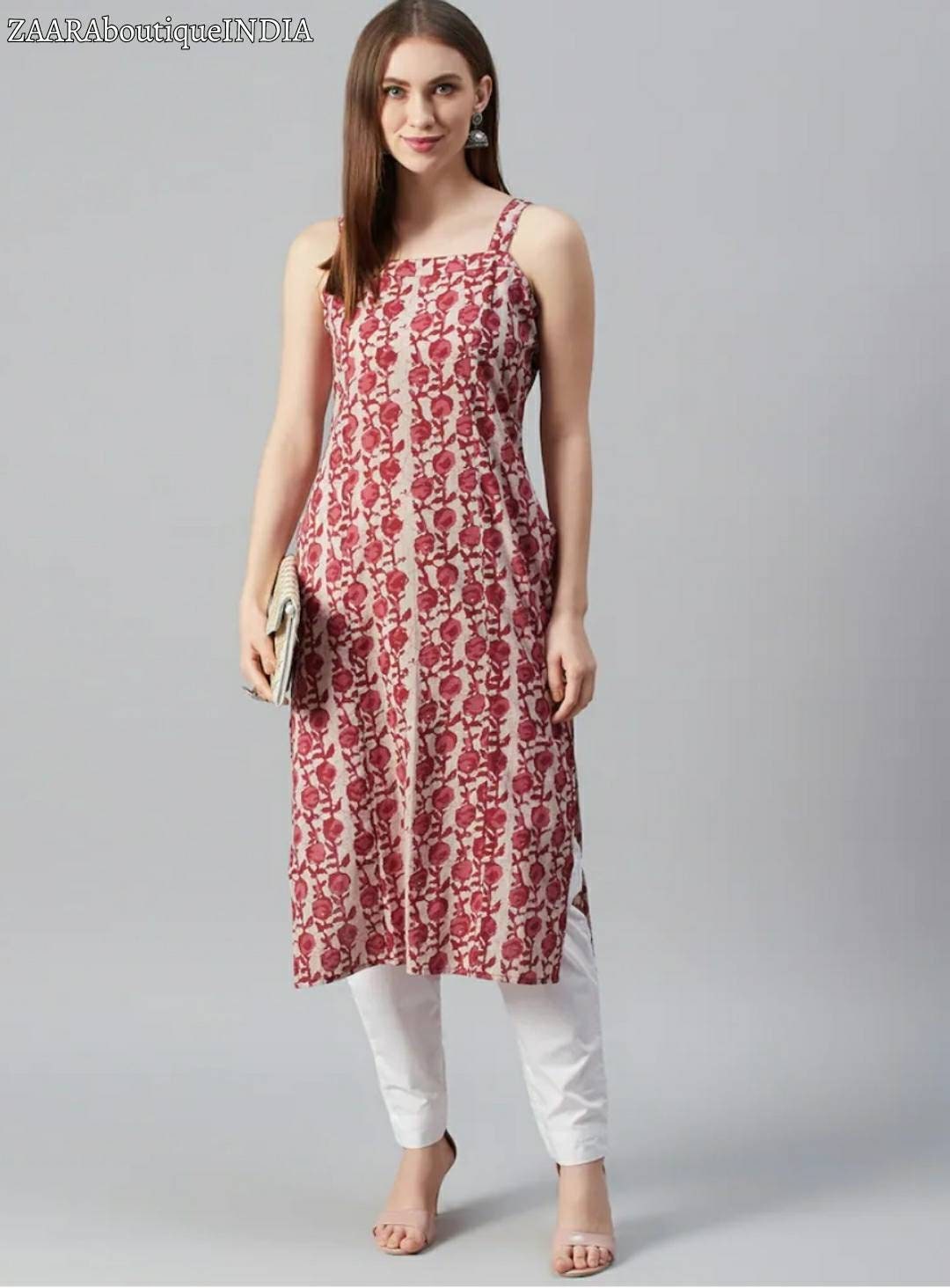 Buy online Navy Blue Mandarin Neck Sleeveless Straight Kurta from Kurta  Kurtis for Women by The Fashion Hub for ₹629 at 37% off | 2024 Limeroad.com