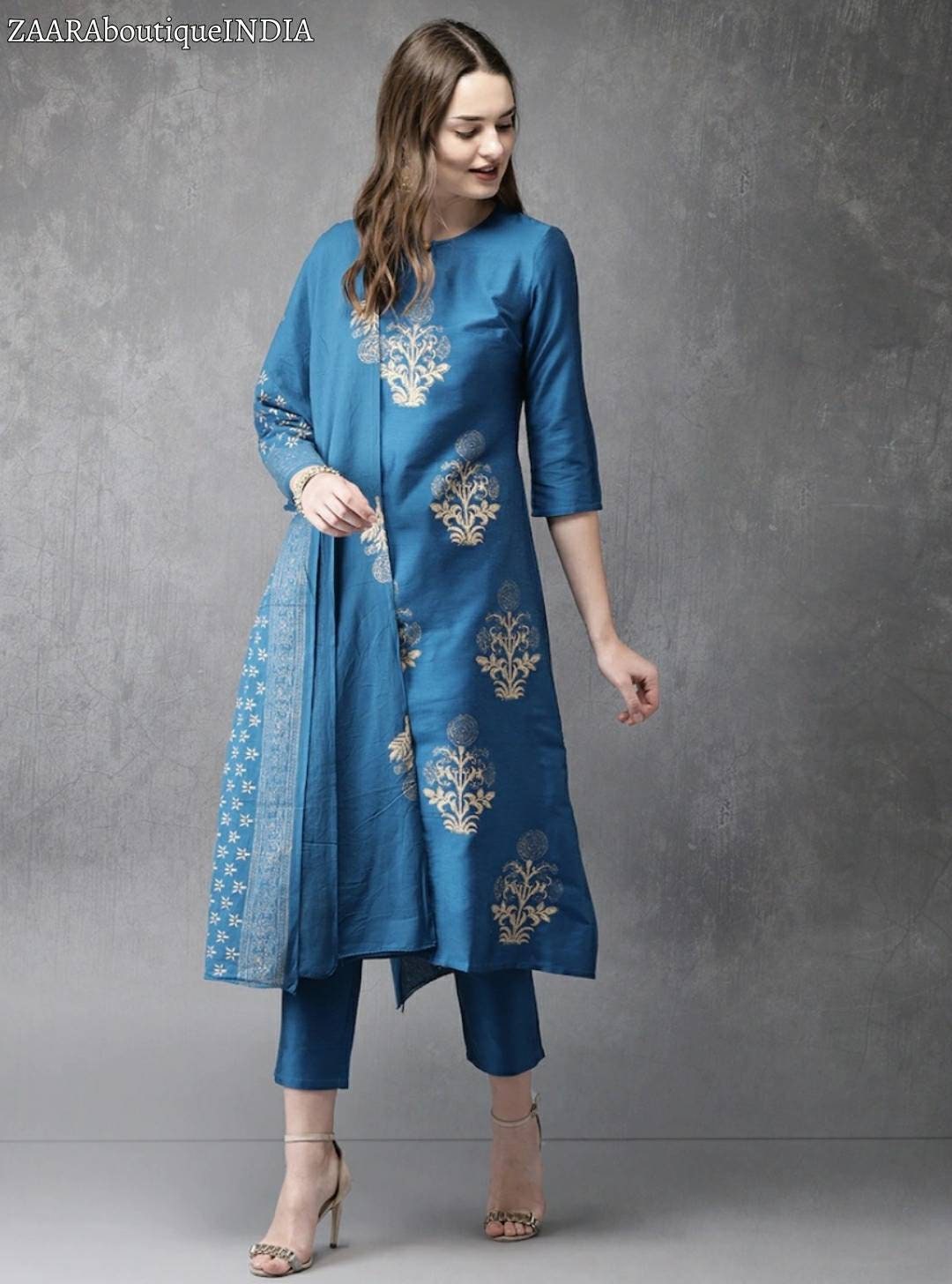Buy Kurta With Trouser u0026 Dupatta Gift for Her Office Wear Online in India -  Etsy