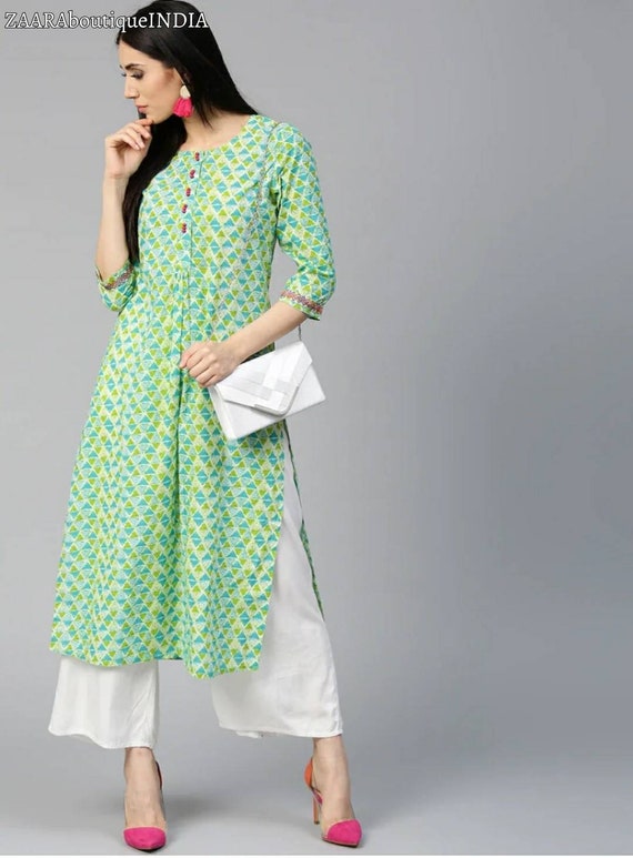 Cotton Bijoy Dibosh Special Kurti for Women - Green - 18681K