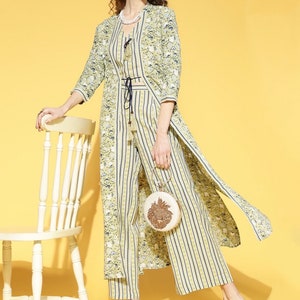 NIKKO | Women’s Multicolor Coordset | Ethnic Floral Printed Kurta Palazzo with Borders